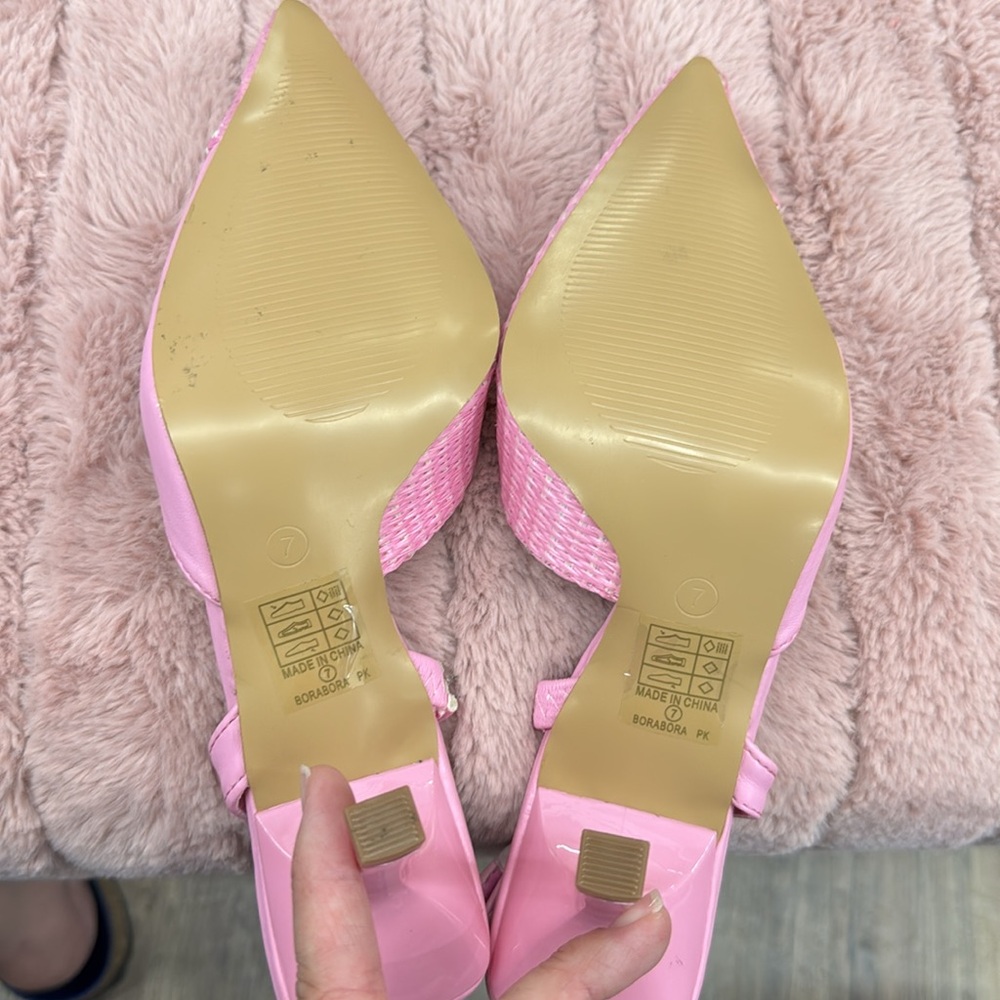 NWOT • 🩷 • Size 7 • Pink Summer Heels - Picture 13 of 14